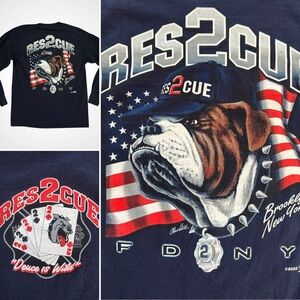 Authentic VTG 2002 FDNY Rescue 2 Brooklyn Deuce Is Wild Bulldog Job Shirt L  ASI